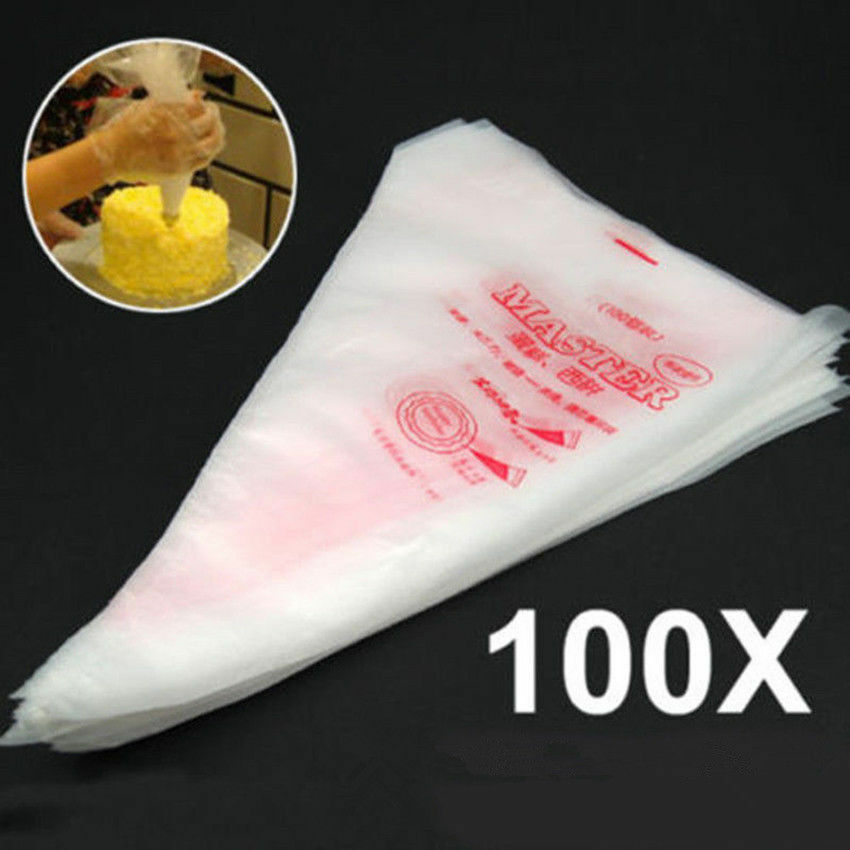 100pcs Fondant Cake Cupcake Pastry Decorating Icing Piping Bag Nozzles Tips Bags