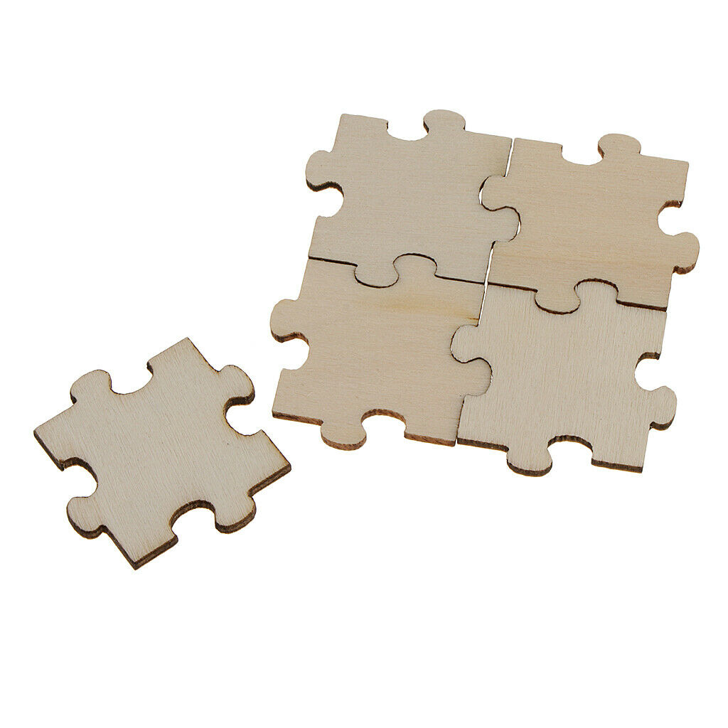 50pcs Wood Puzzles Unpainted Unfinished Embellishments DIY Handwork Slice
