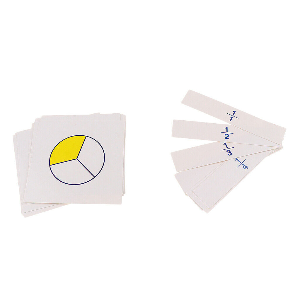 Kids Children Math Learning Cards Fraction For Montessori Educational 1 Set