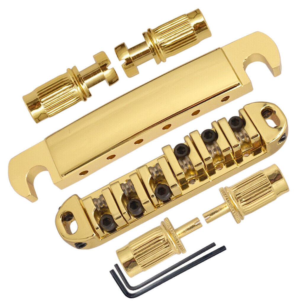 Electric Guitar Roller Saddle Bridge Set Stop Bar For Les Paul