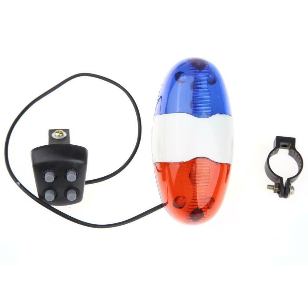 6 LED Bike Police Front Light Warning Siren Cycling Electric Horn Bell @