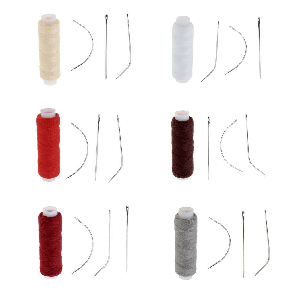 6 Pcs Hair Extension Sewing/Braid/Weaving Decor Weft Thread+'I' Straight Type +