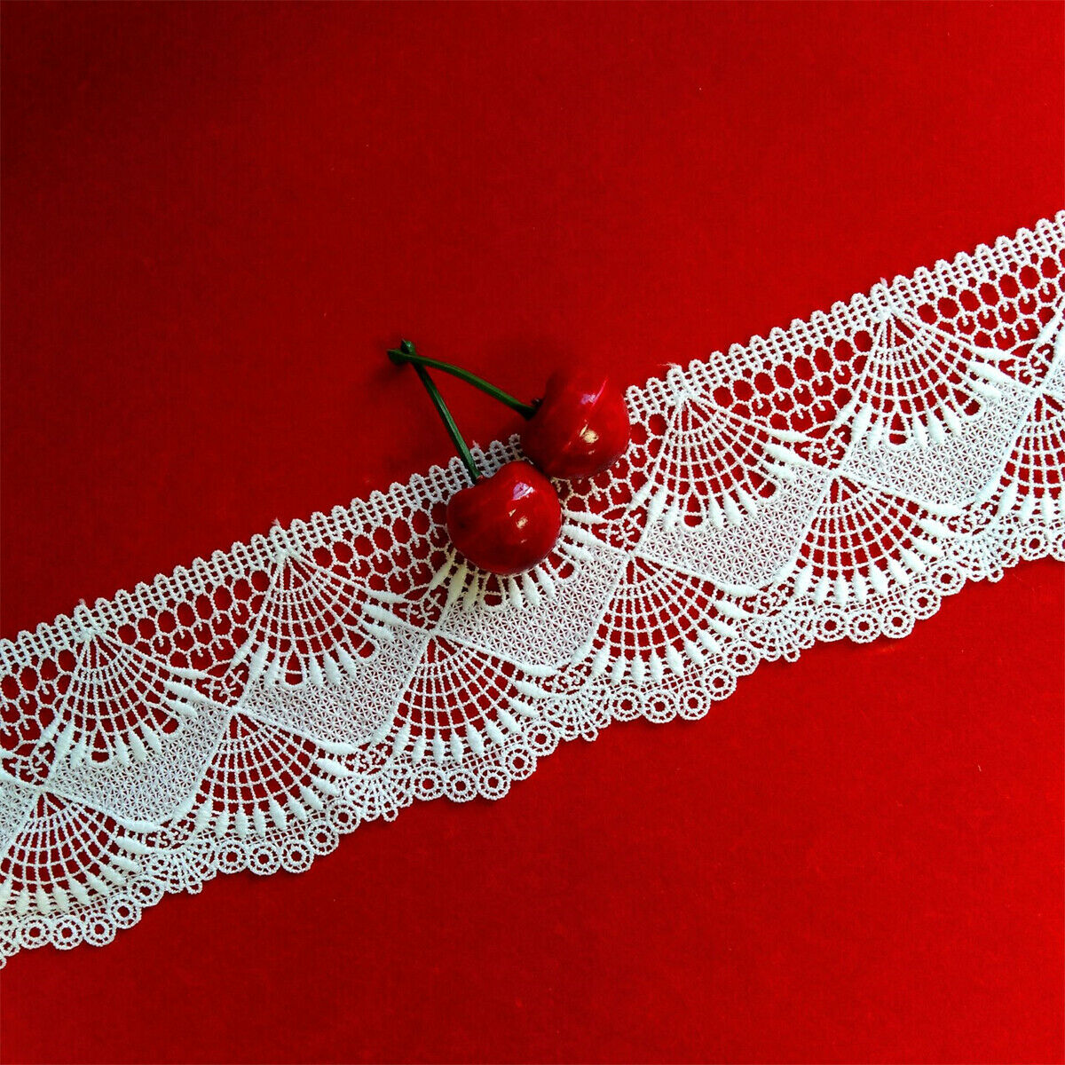 1Yd White 8cm Lace Trim Ribbon Fabric Crochet Applique Embroidered Sewing Craft