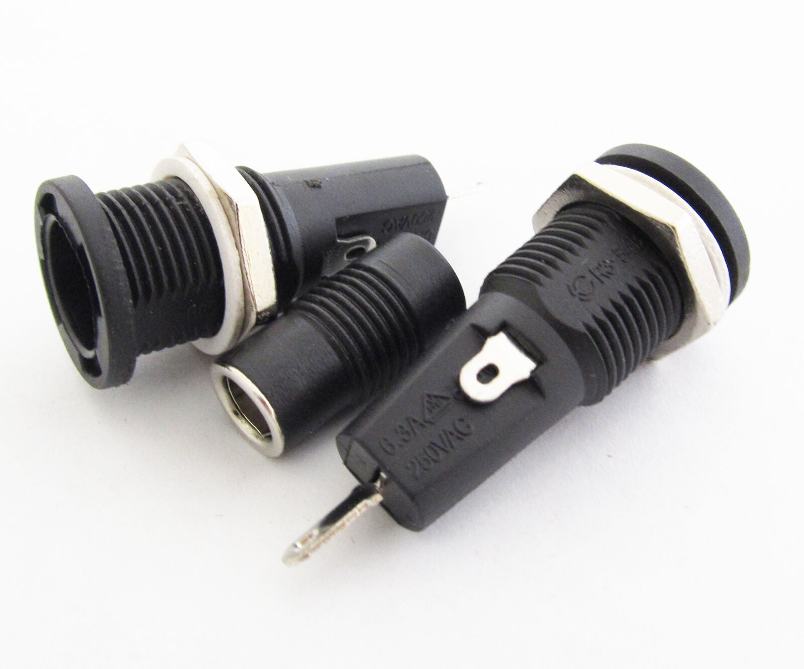 2pcs Black Color Fuse Holder R3-54B 6.3A 250V for 5x20mm Fuses