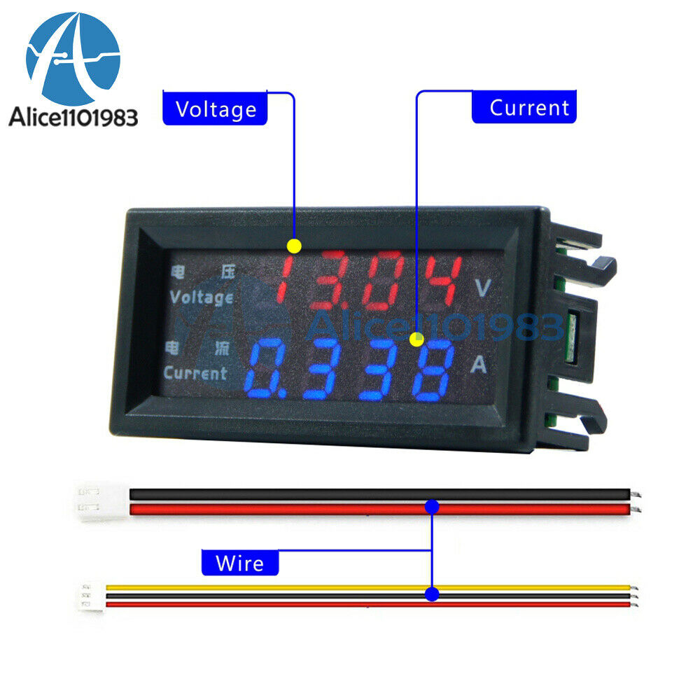 0.28" DC0-200V 10A 4-Digit Voltmeter Ammeter  LED Amp Volt Meter 5-Wire M4430