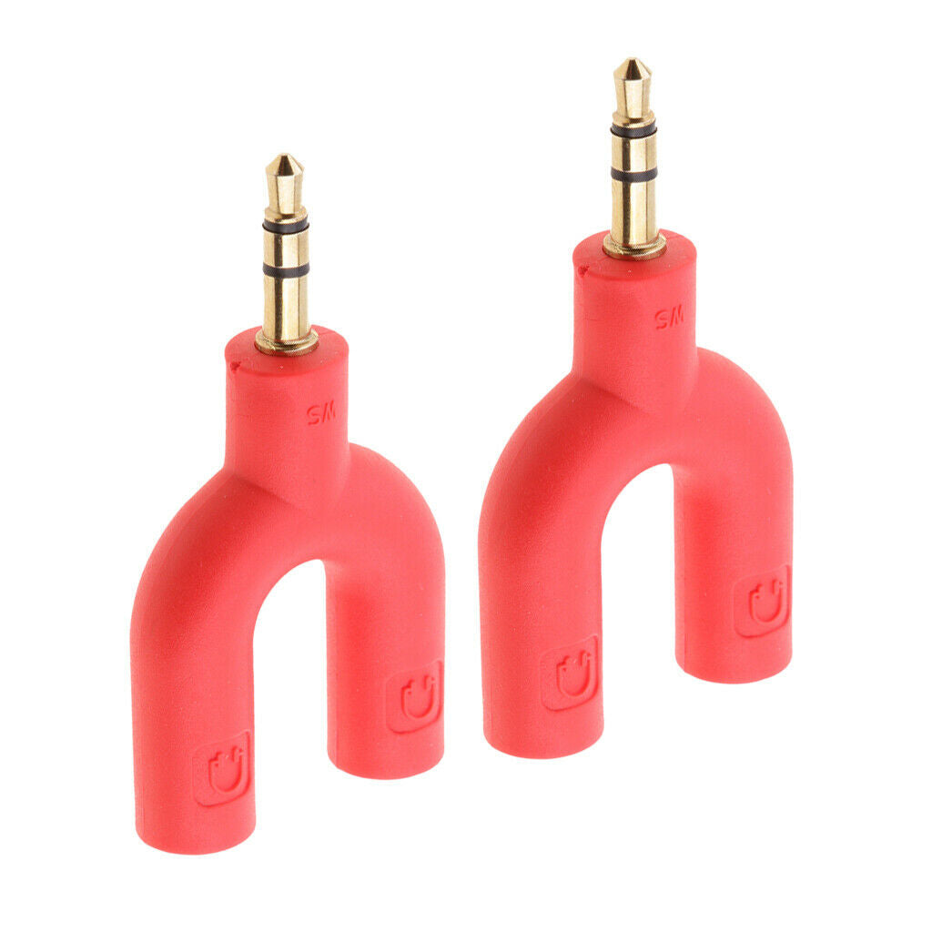 2Pcs 3.5mm Earphone Adapter Plug,U Shape Double Jack Stereo Headphone Splitter