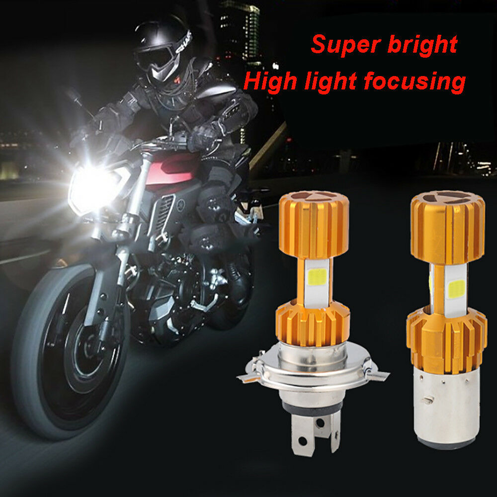 H4 18W LED 3 COB Motorcycle Headlight Bulb 2000LM 6000K Hi/Lo Beam Light Nice