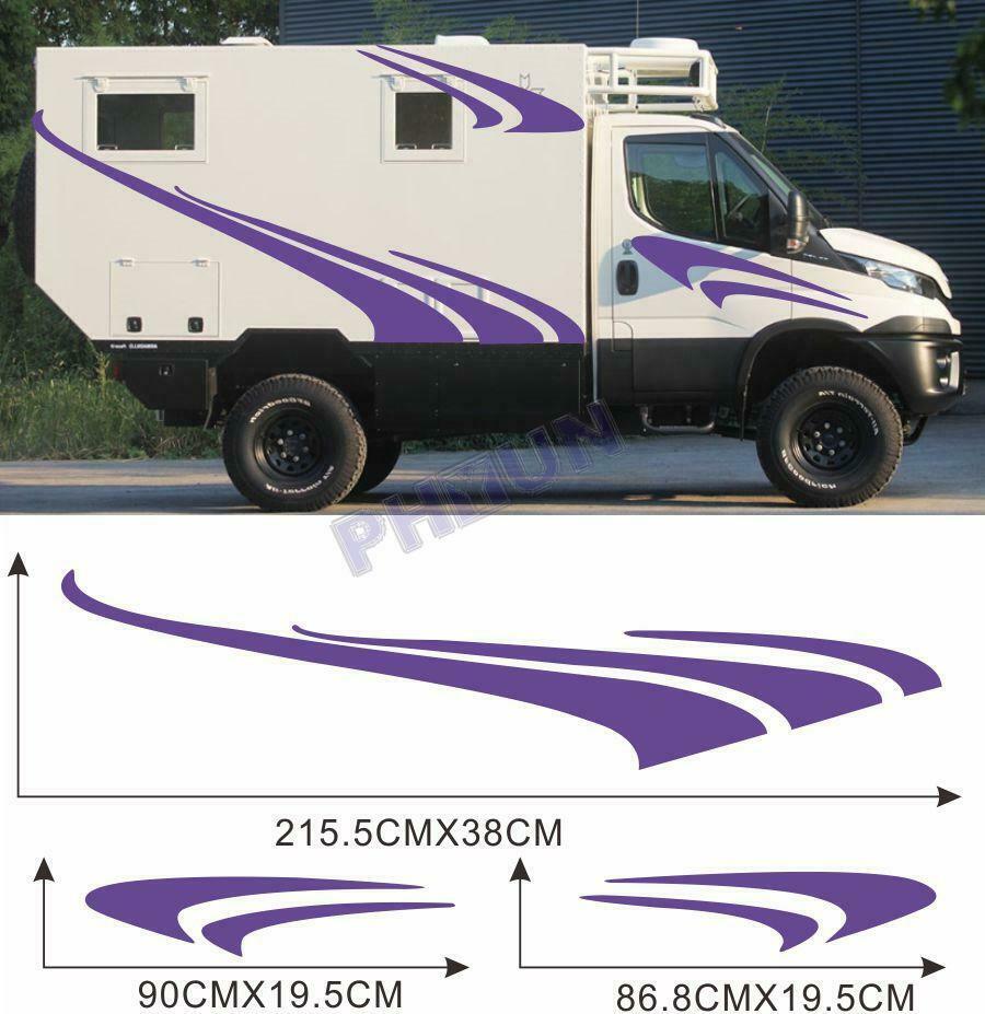 2x RV Caravan Stickers Purple Wave Stripe Look Decoration Decals GraphicsTrim
