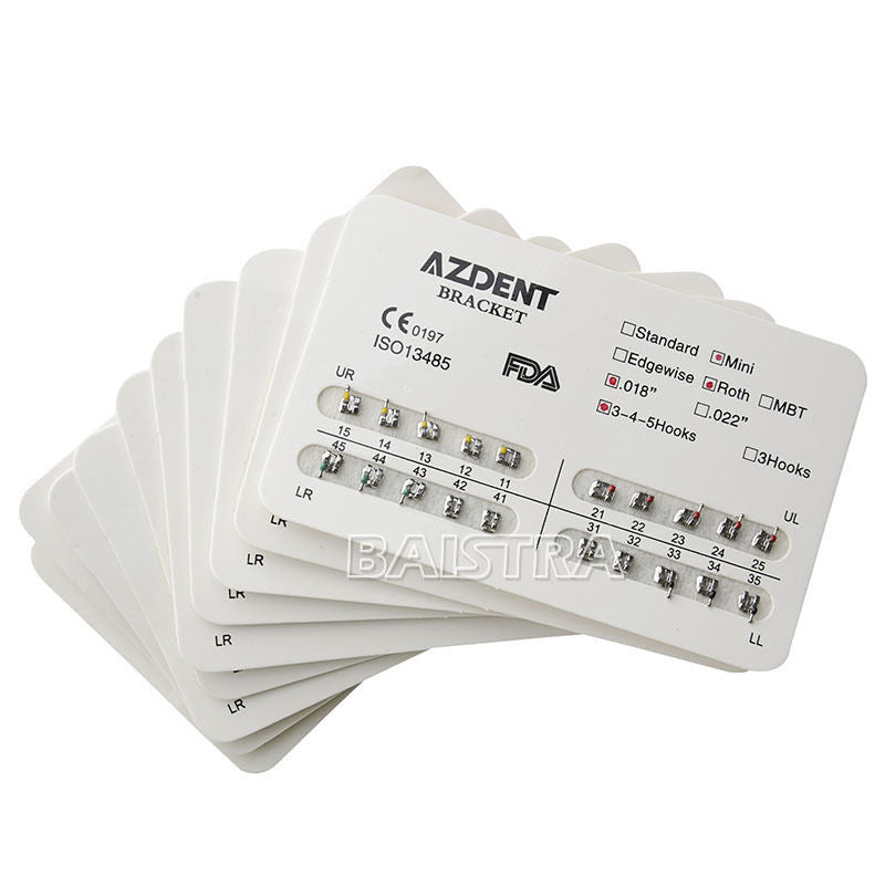 50pack Dental Orthodontic Metal Brackets Braces Mini Roth 018 3-4-5 Hooks AZDENT