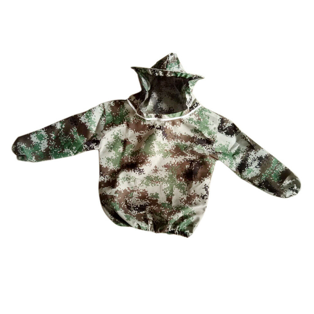 Beekeeping Jacket Pull Over Protective Veil Bee Keeping Suit Hat Camo#3