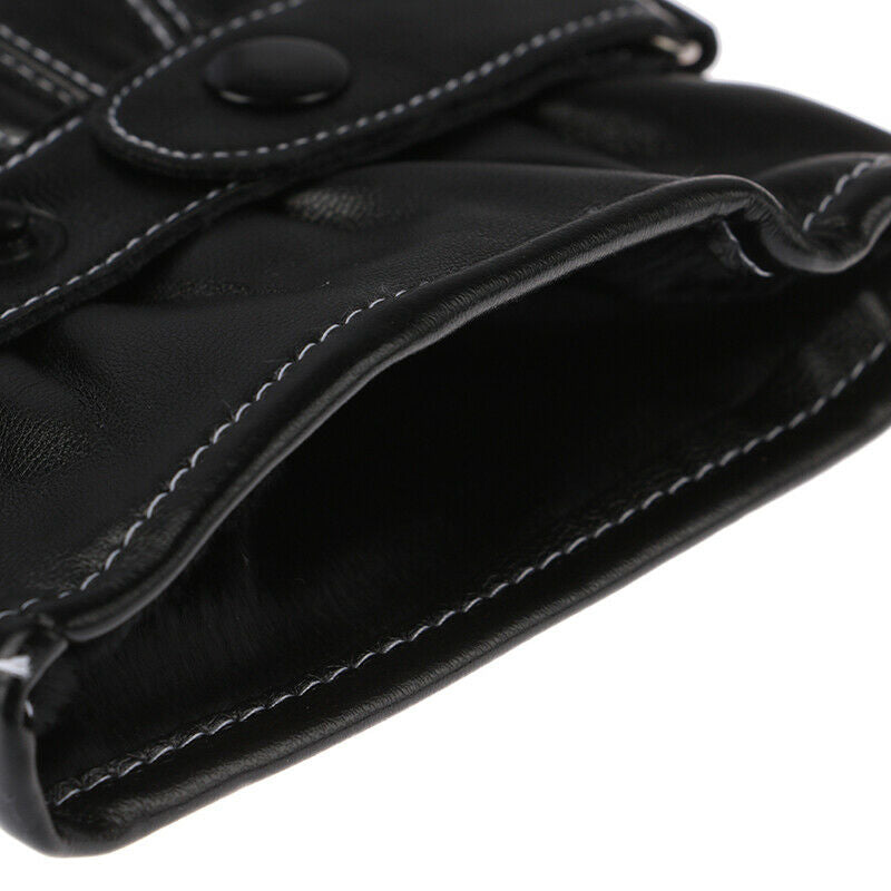 Leather Gloves Full Finger Mens Motorcycle Driving Winter Warm Touch Screen US
