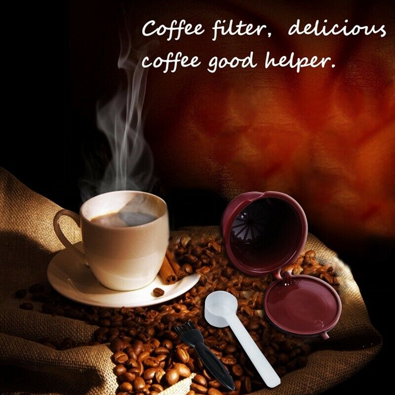 4pcs Dolce Gusto Plsatic Refillable Coffee Capsule with Spoon Brush 200 TimesS4