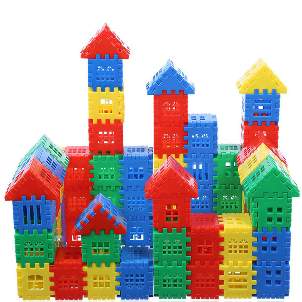 100X Building Blocks Toys for Educational Kids Gifts DIY City House Roof