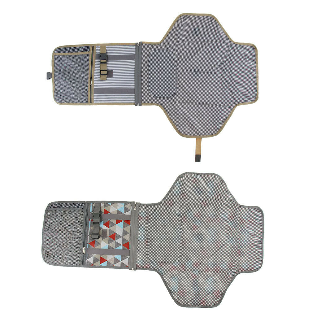 Travel Diaper Changing Bag Pad Mat Padded for Baby Gray stripe