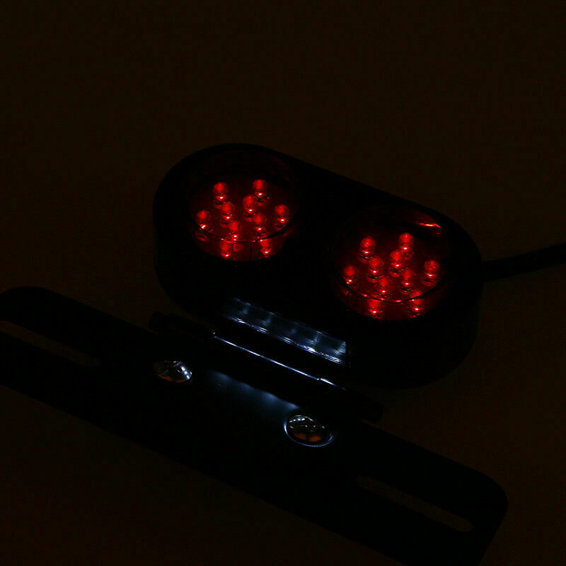 LED License Plate Holder Bracket Brake Tail Dual Light Fit For Pit Bike ATV Red