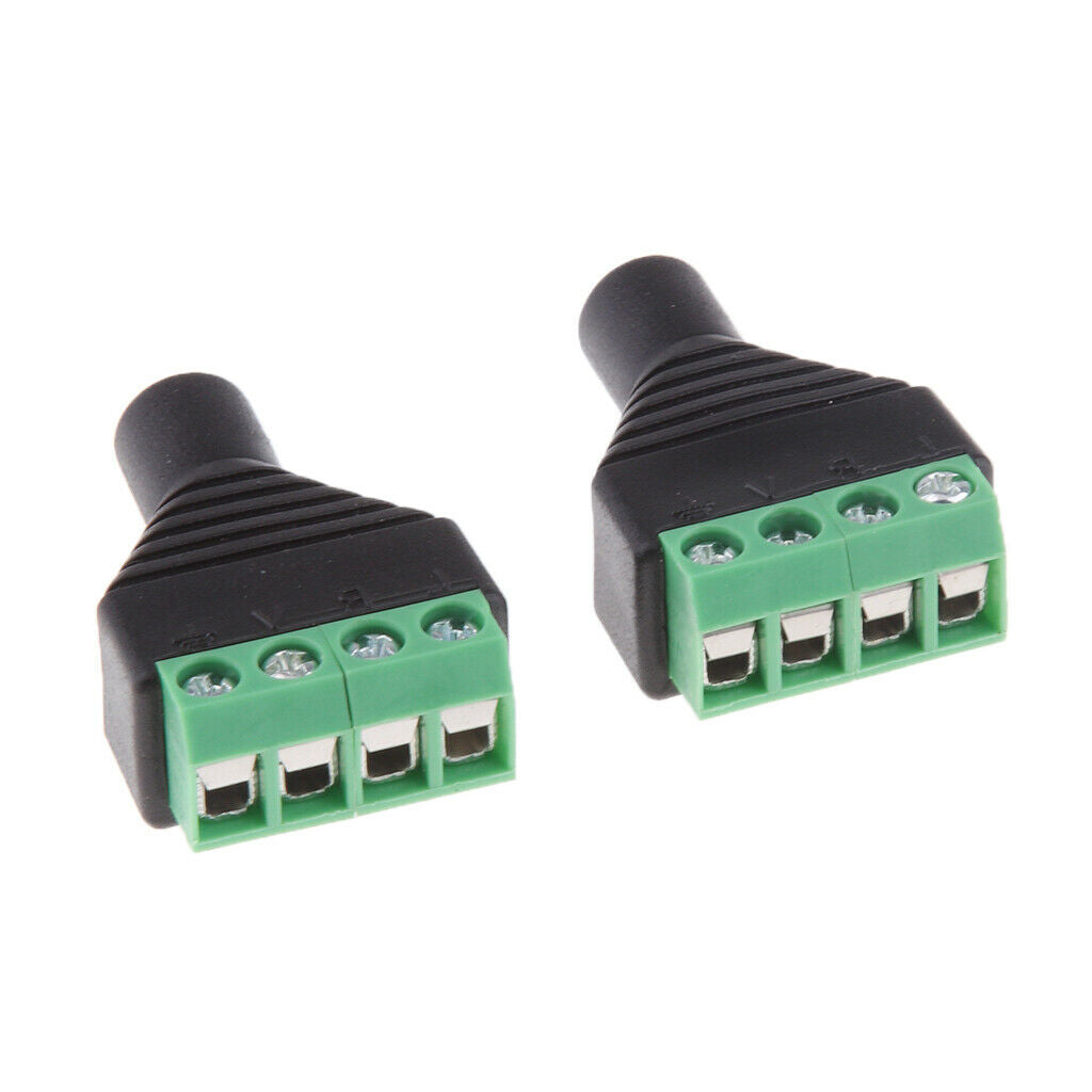 2Pcs 3.5mm 1/8" Female To AV 4-Screw Terminal Female Adapter Plug