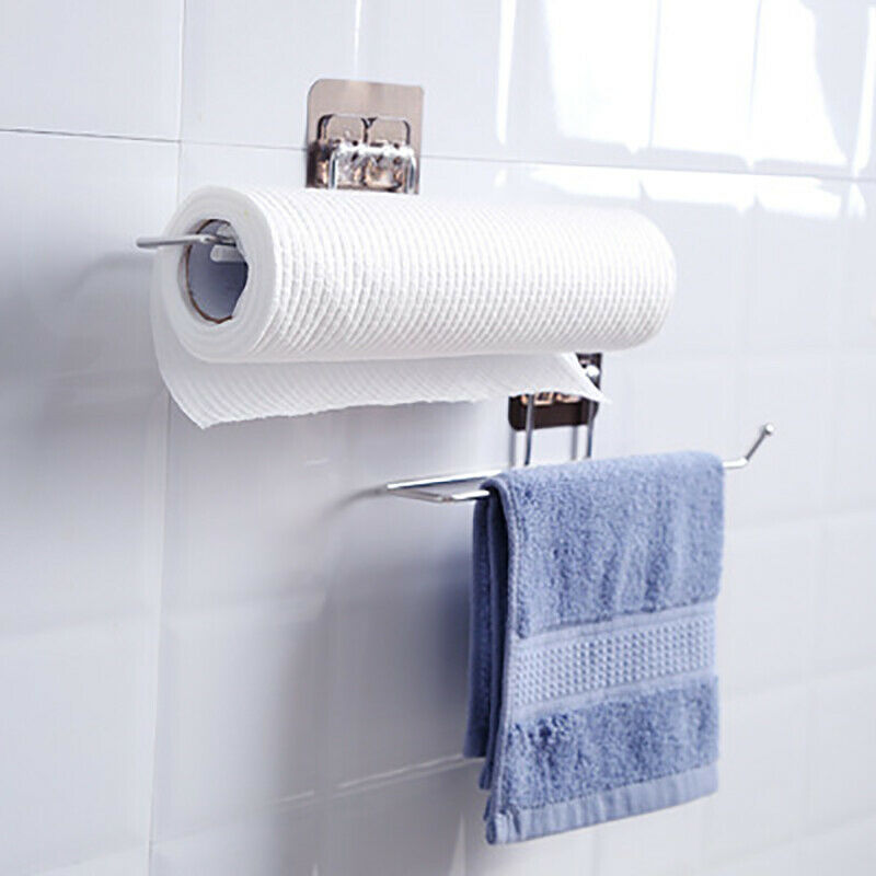Self-adhesive Towel Holder RackKitchen Under Cabinet Towel Cup Paper Hang.l8