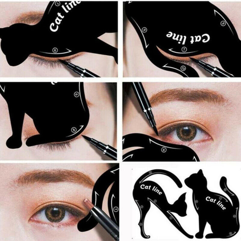 3Set Cat Line Stencils Eye Makeup Tool Eyeliner Stencils Template Eyebr JD