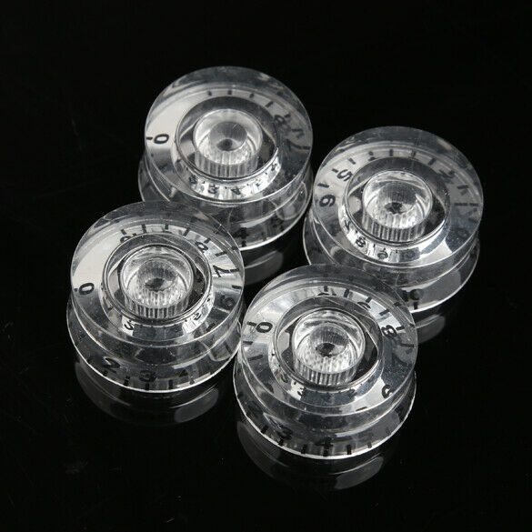 4Pcs Transparent Acrylic Speed Knob Volume Tone Control for Electric Guitar @