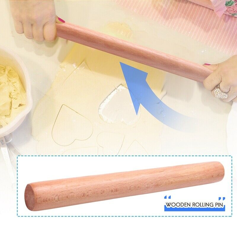 Wooden Flour Dough Rolling Pin Roller Stick 9.2 Inch Length Wood Color B9V1V1