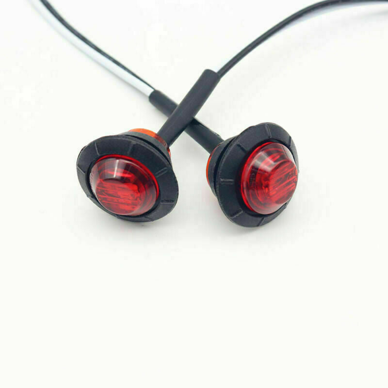 20X 3/4" Marker Lights LED Truck Trailer Round Side Bullet Light Amber/Red 12V