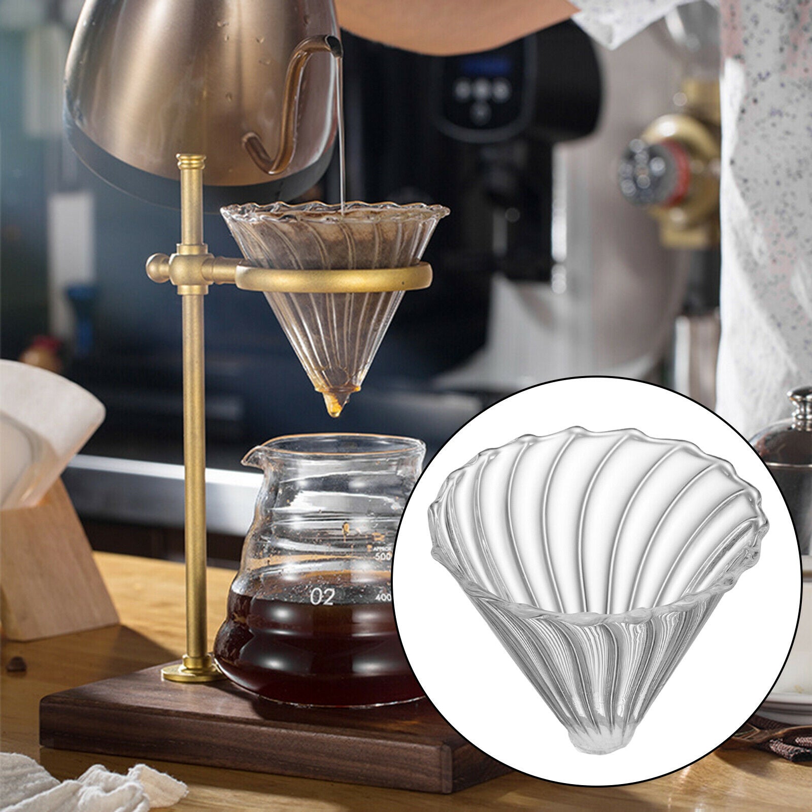 Glass Pour Over Coffee Dripper Reusable Strong Flavor Brewer Cone Filters