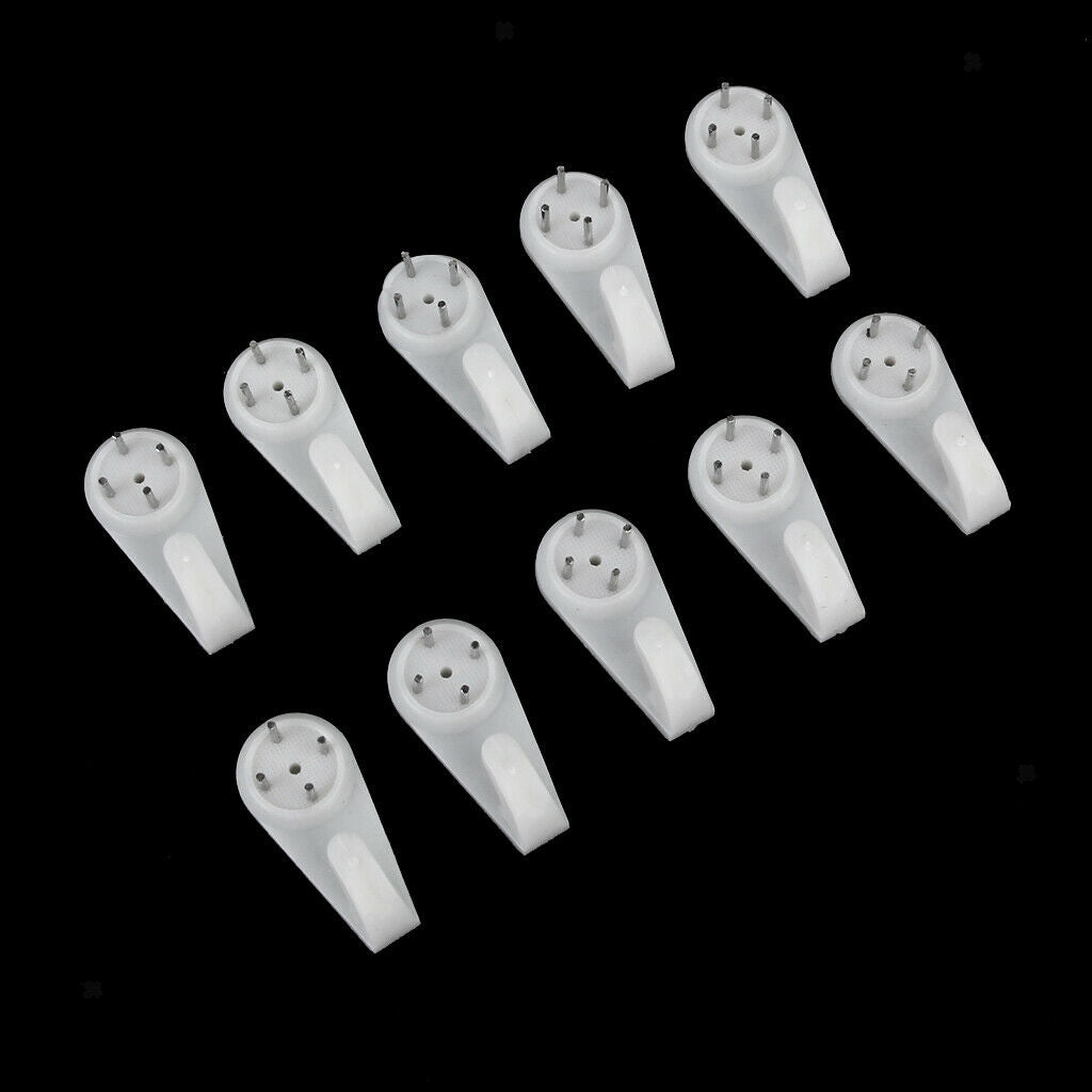 100pcs 4-Pin White Plastic Hard Wall Picture Frame Hooks Hangers Holders 15*30mm