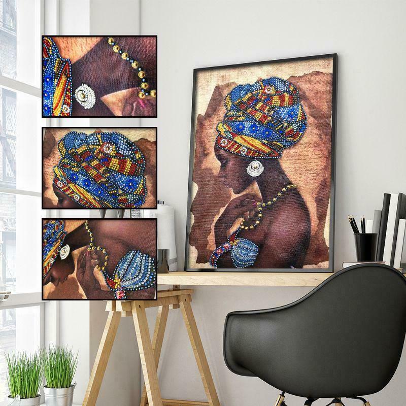 African Woman 5D Special Shaped Diamond Painting Embroidery Needlework Crystal