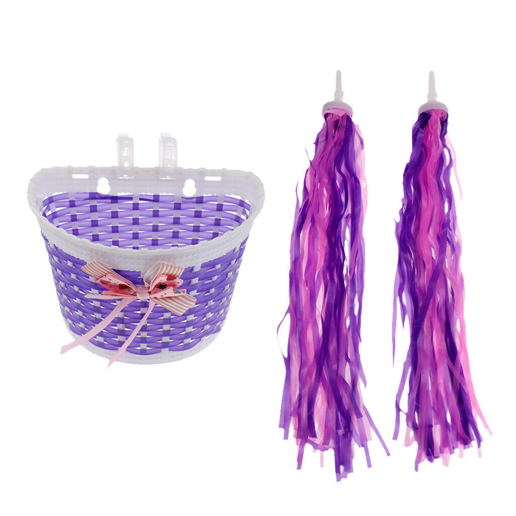 1 Pair Purple Kids Bike Handlebar Grips Streamers, Handgrip Sparkle Tassels +