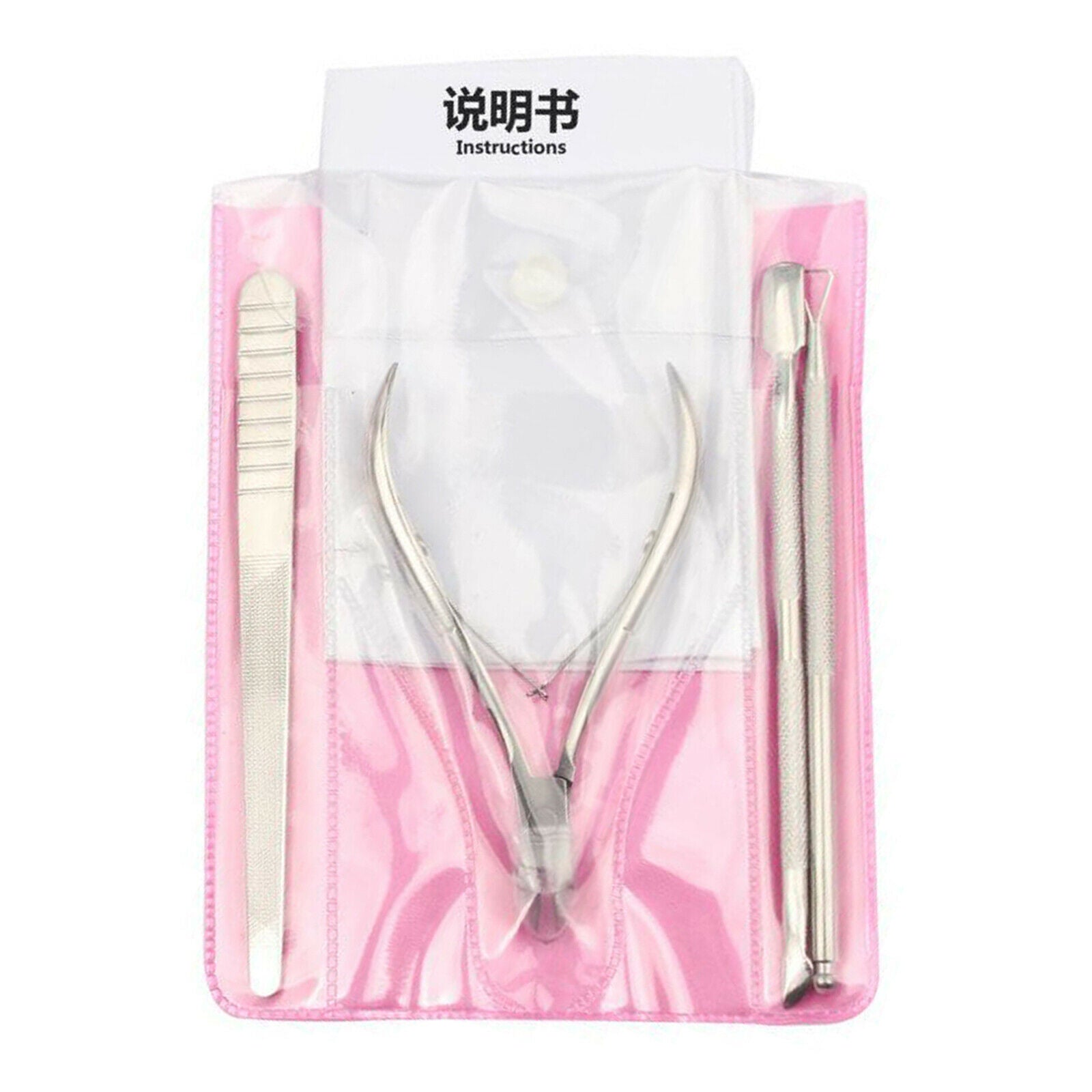 4Pcs Nail Art Cuticle Nipper Nail Clipper Cutter Spoon Nail File Tool Set