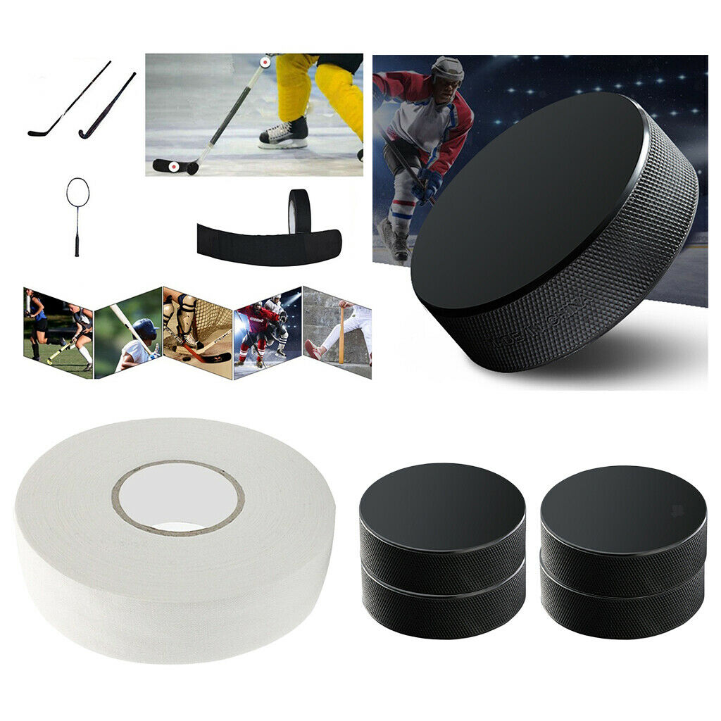 Rubber 4pcs Hockey Pucks Official Cotton Stick Wrap Cloth Grip Protect Cover