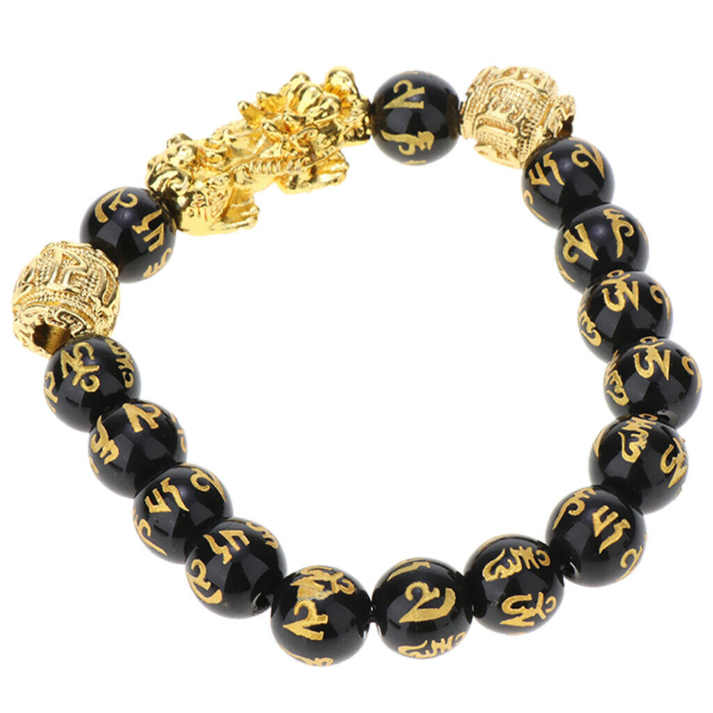 2Pieces Feng Shui Prosperity Carved Bead Bracelet with Pi Xiu Attract Wealth
