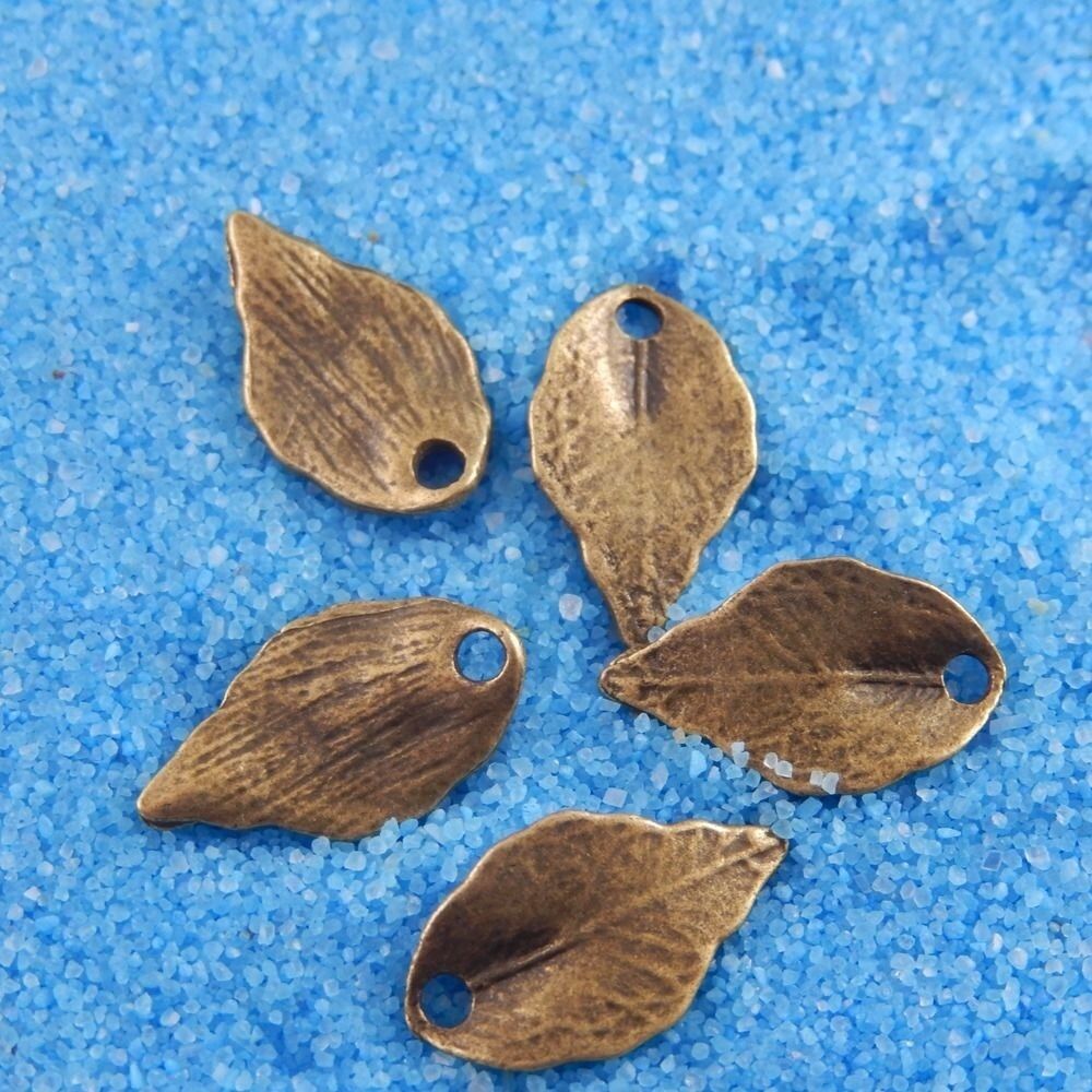 15x9mm Antiqued Bronze Alloy Leaf Craft Charm Pendant Findings Handmade 100 pcs