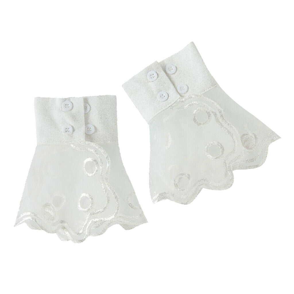 2pcs Womens Chiffon False Sleeves Lace Cuffs Wrist Cuffs Decorative Cuff