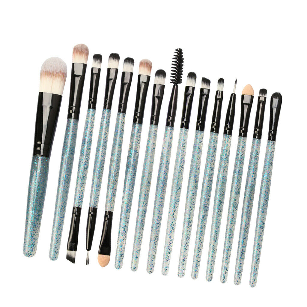 15PC Makeup Brushes Beauty Applicator for Foundation Blending Powder Black