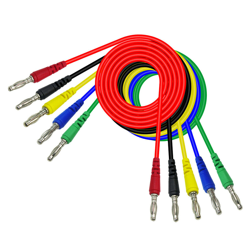 Set of 10, 4mm Banana Plug Silicone Test Cable Testing Wire f/ Multimeter 1M