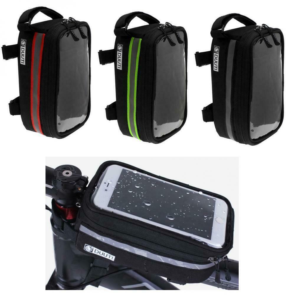 Cycling Bicycle Bike Front Tube Bag Frame Pannier Case Red Reflect Tape
