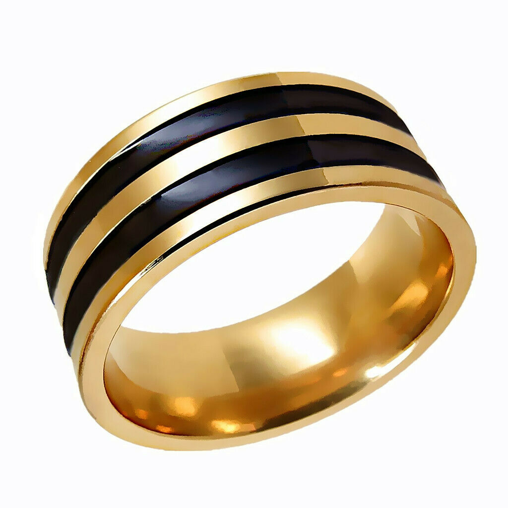 Fashion Jewelry Punk Men's Stripe Finger Band Ring Stainless Steel Ring 18mm