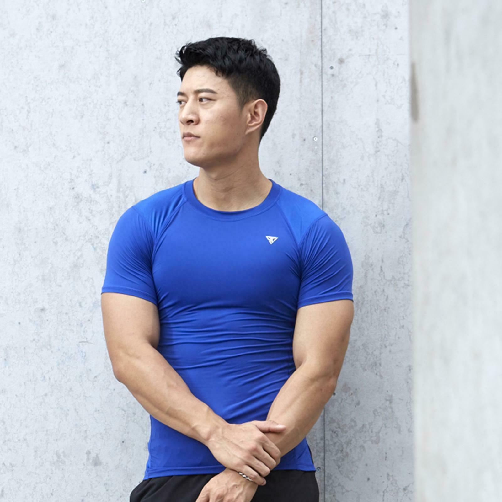 Men's Training T-Shirt Workout Fitness Clothes Compression Tight Shirt  L