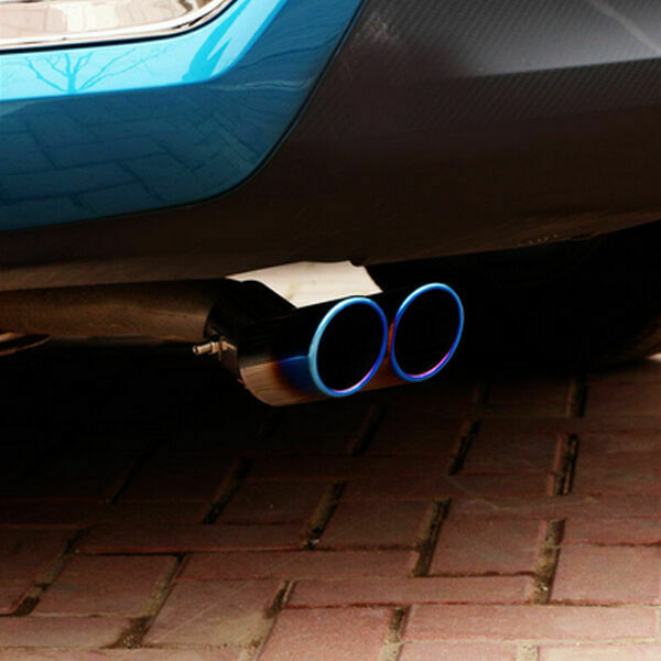 Universal Car Dual Pipe Exhaust Rear Tail Pipe Tip Stainless Steel Muffler 63mm