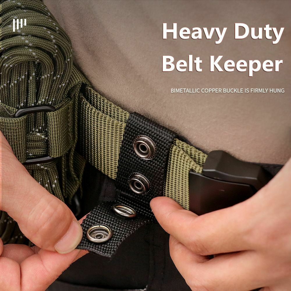 Outdoor Sports Double Snaps Heavy Duty Belt Buckle Belt Keeper Nylon Strap