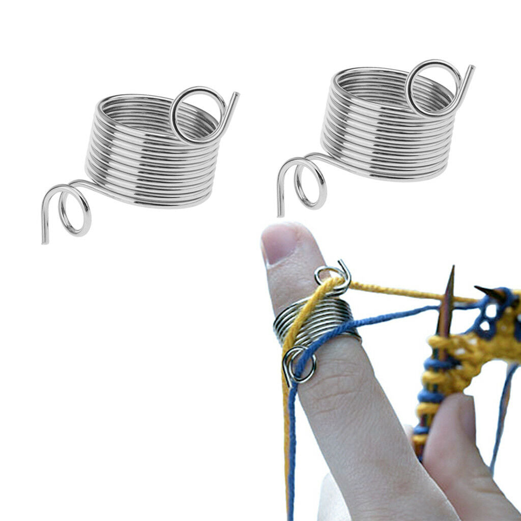 2pcs Knitting Tools Finger Wear Thimble Yarn Spring Guides Needle Thimble