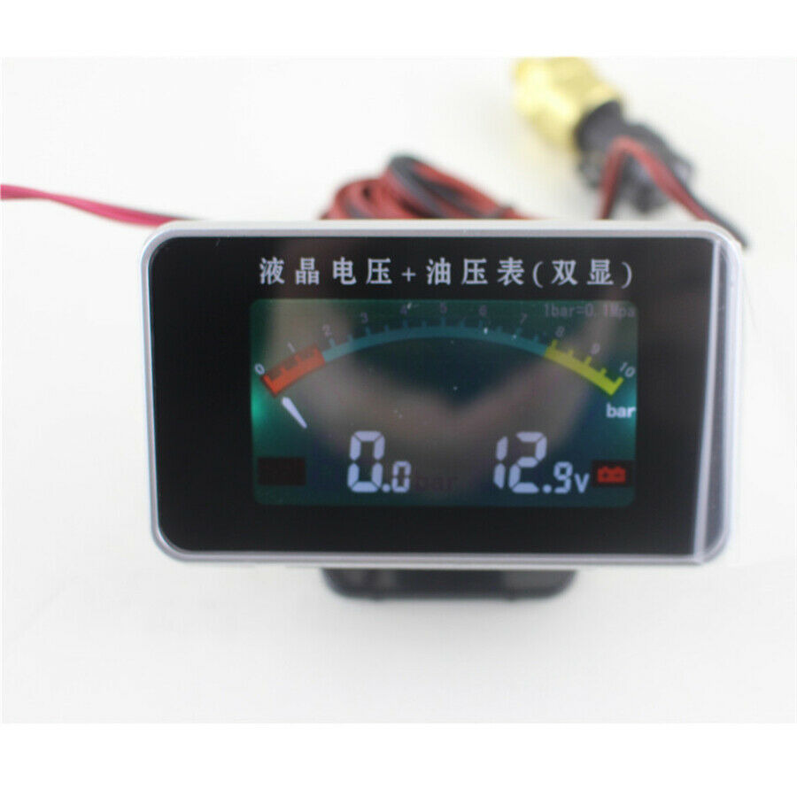 12V/24V Car Oil Pressure Gauge Digital LCD Engine Oil Pressure Meter & Voltmeter