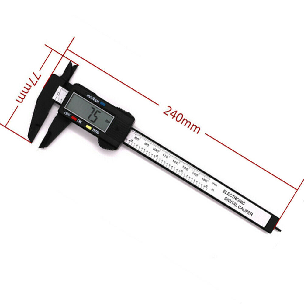 Carbon Fiber LCD Digital Gauge Vernier Caliper Electronic Micrometer 150mm 6inch