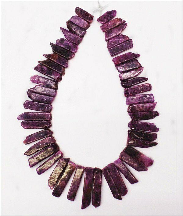 1 Strand Purple Chalite Oblong Pendant Loose Beads 15.5inch HH7498