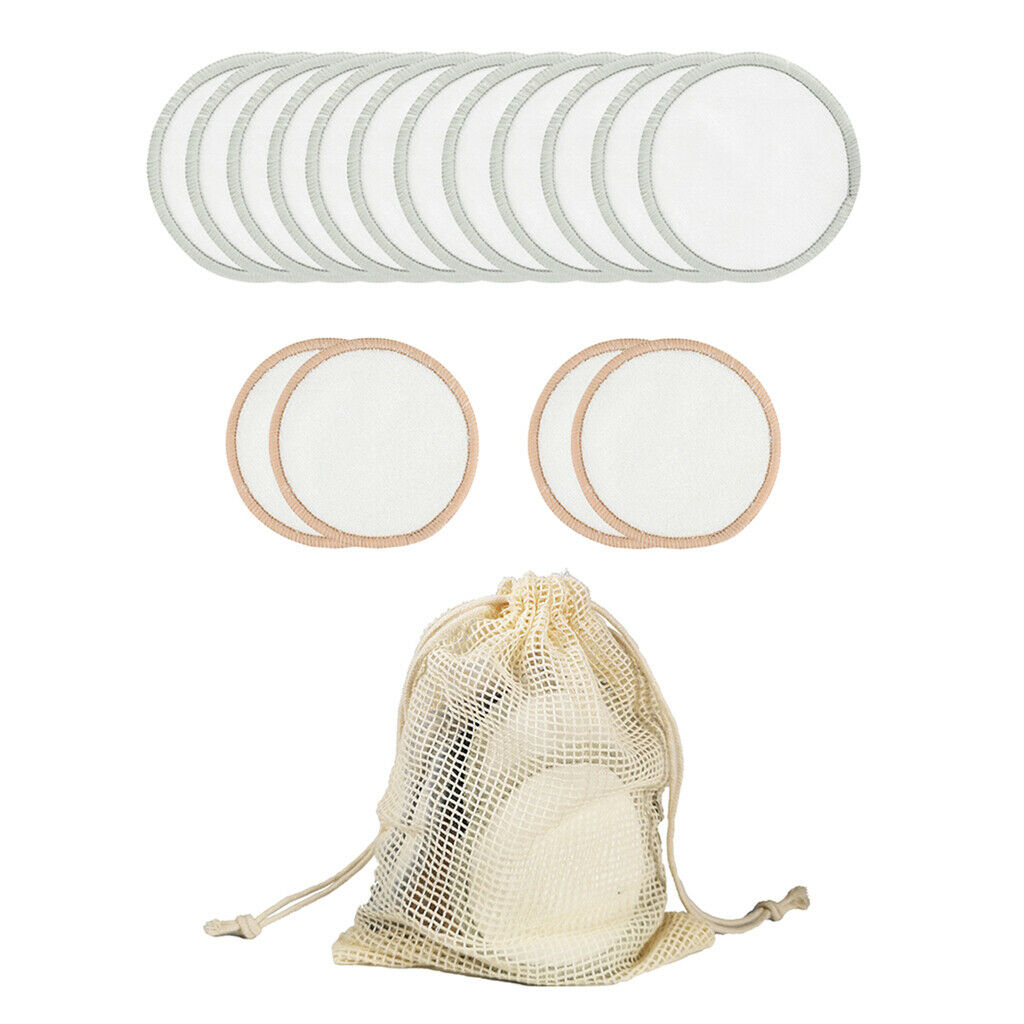 16Pc Cotton Reusable Make Up Remover Pad Facial Cleanser Pad Set Washable 01