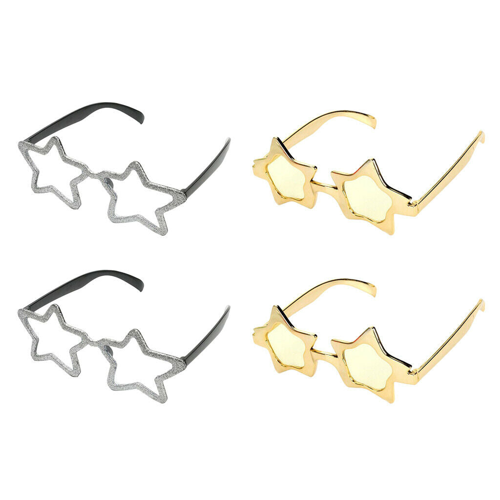 4pcs Five-point Star Sunglasses Novelty Eyeglasses Glasses Accessories