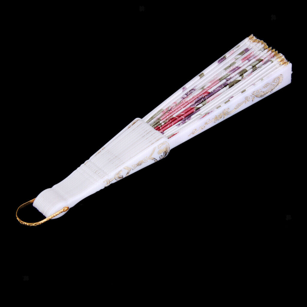 Party Handmade Dancing Fans with White Spanish Flowers And