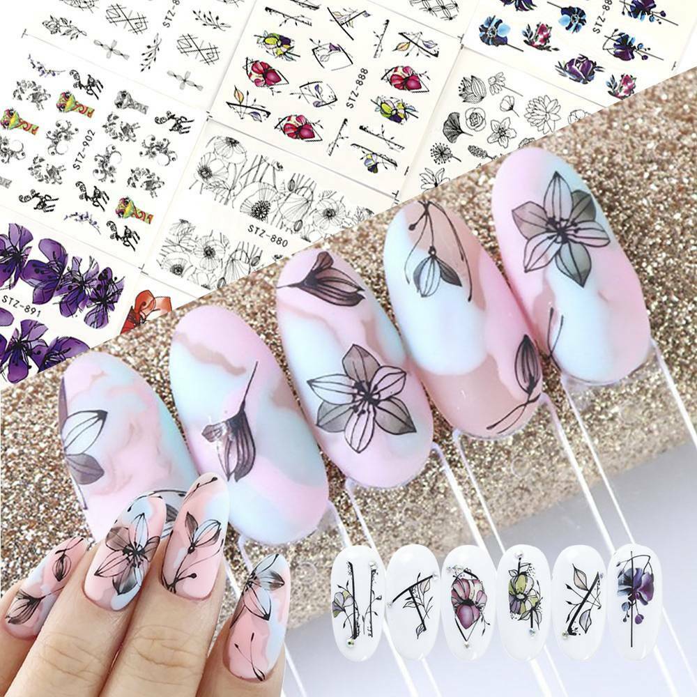 14Pcs Butterfly Nail Stickers Water Transfer Decals Nail Art Decors Tips Art AU