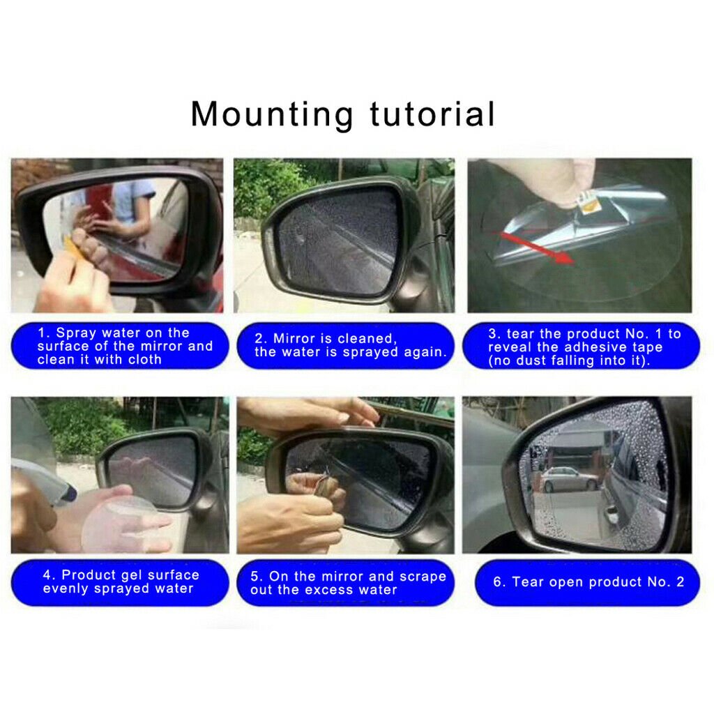 2PCS Oval Car Rearview Mirror Waterproof Anti Fog Rain Coating PET Film